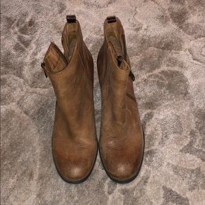 Brown leather booties